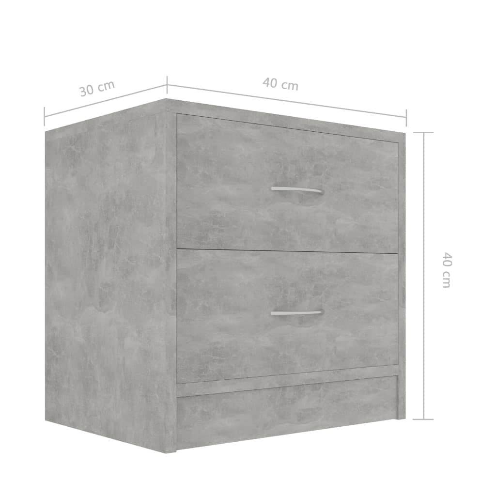 Tables de chevet 2 pcs Gris béton 40x30x40 cm Bois d'ingénierie - XIOS
