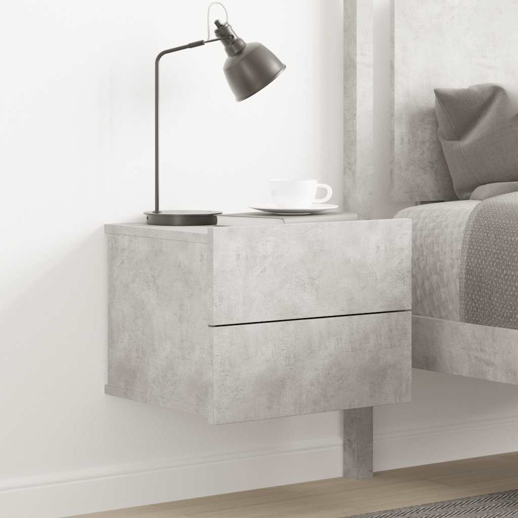 Table de chevet Gris béton 40x30x30 cm Bois ingénierie - XIOS