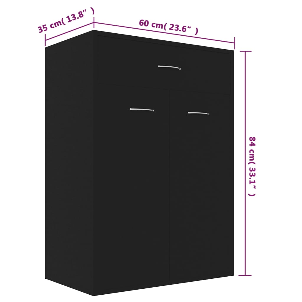 Armoire à chaussures Noir 60x35x84 cm Bois d'ingénierie - XIOS