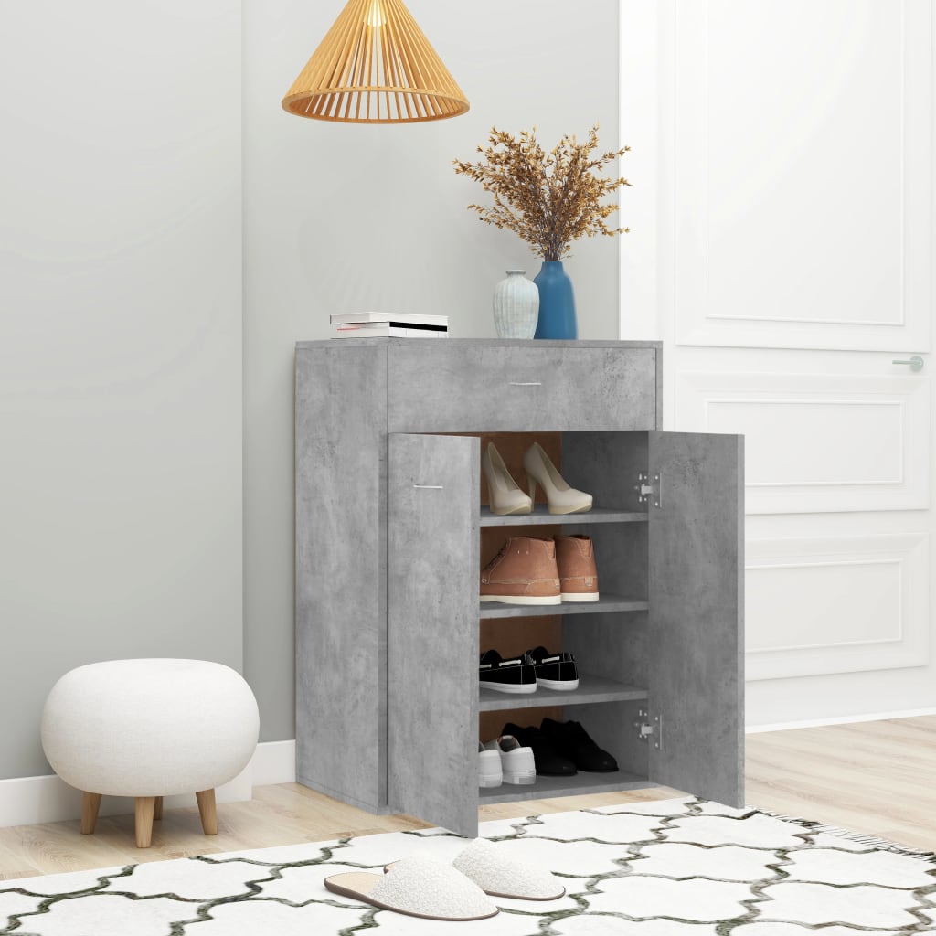 Armoire à chaussures Gris béton 60x35x84 cm Bois d'ingénierie - XIOS
