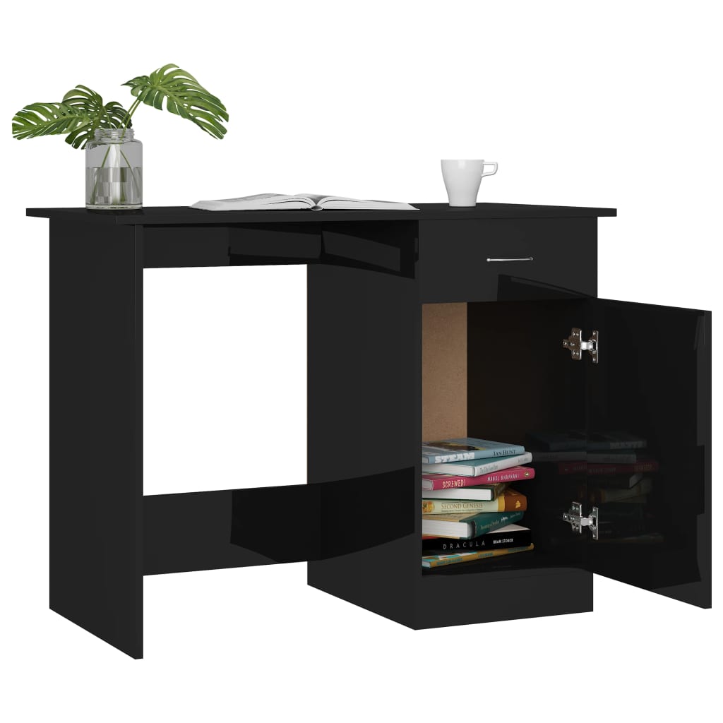 Bureau Noir brillant 100 x 50 x 76 cm Aggloméré
