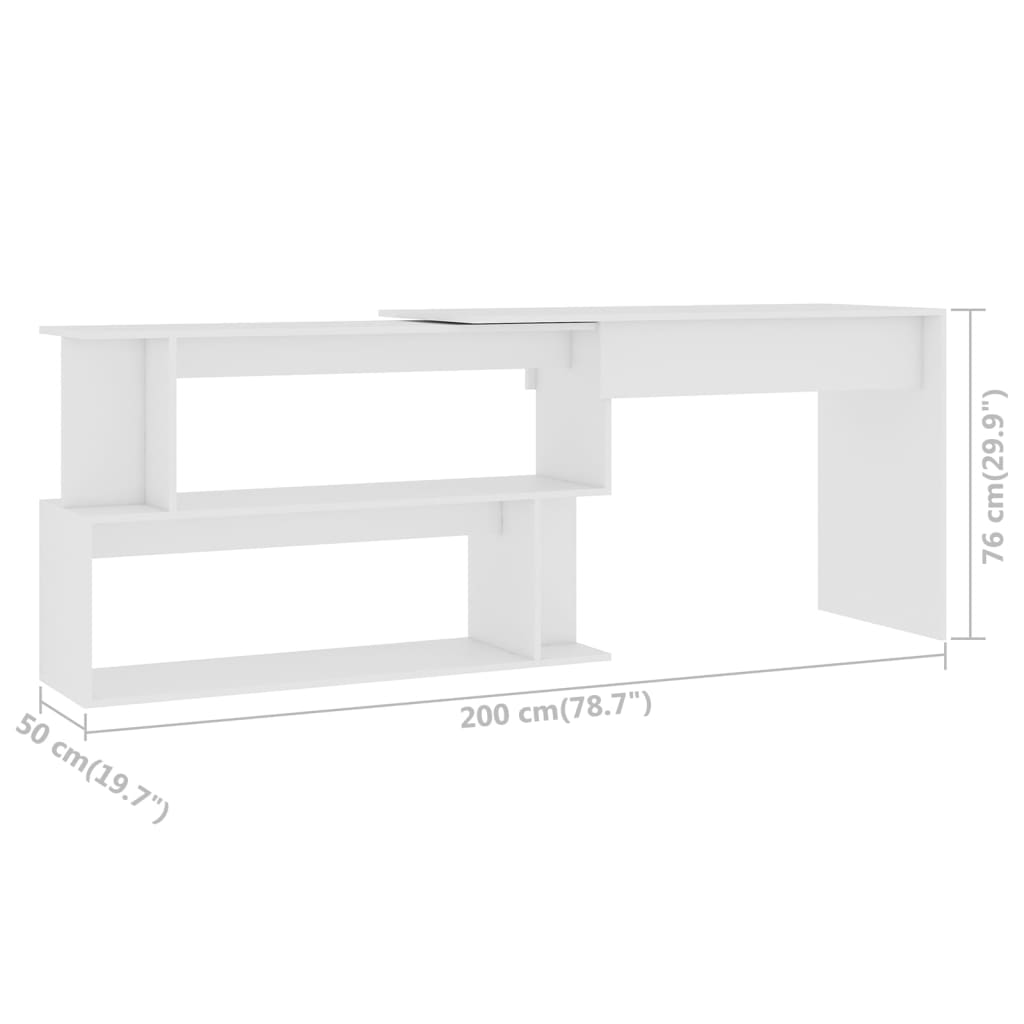 Bureau d'angle Blanc 200x50x76 cm Bois d'ingénierie - XIOS