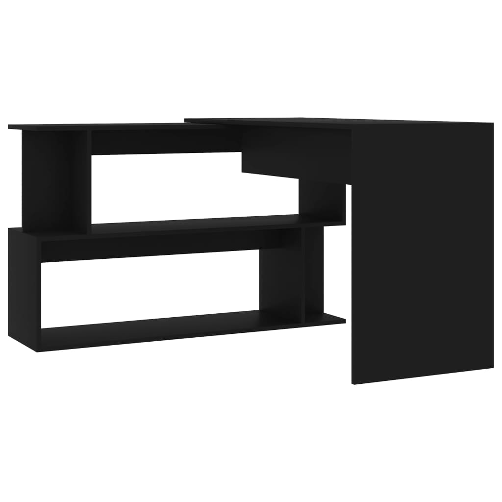 Bureau d'angle Noir 200x50x76 cm Bois d’ingénierie - XIOS