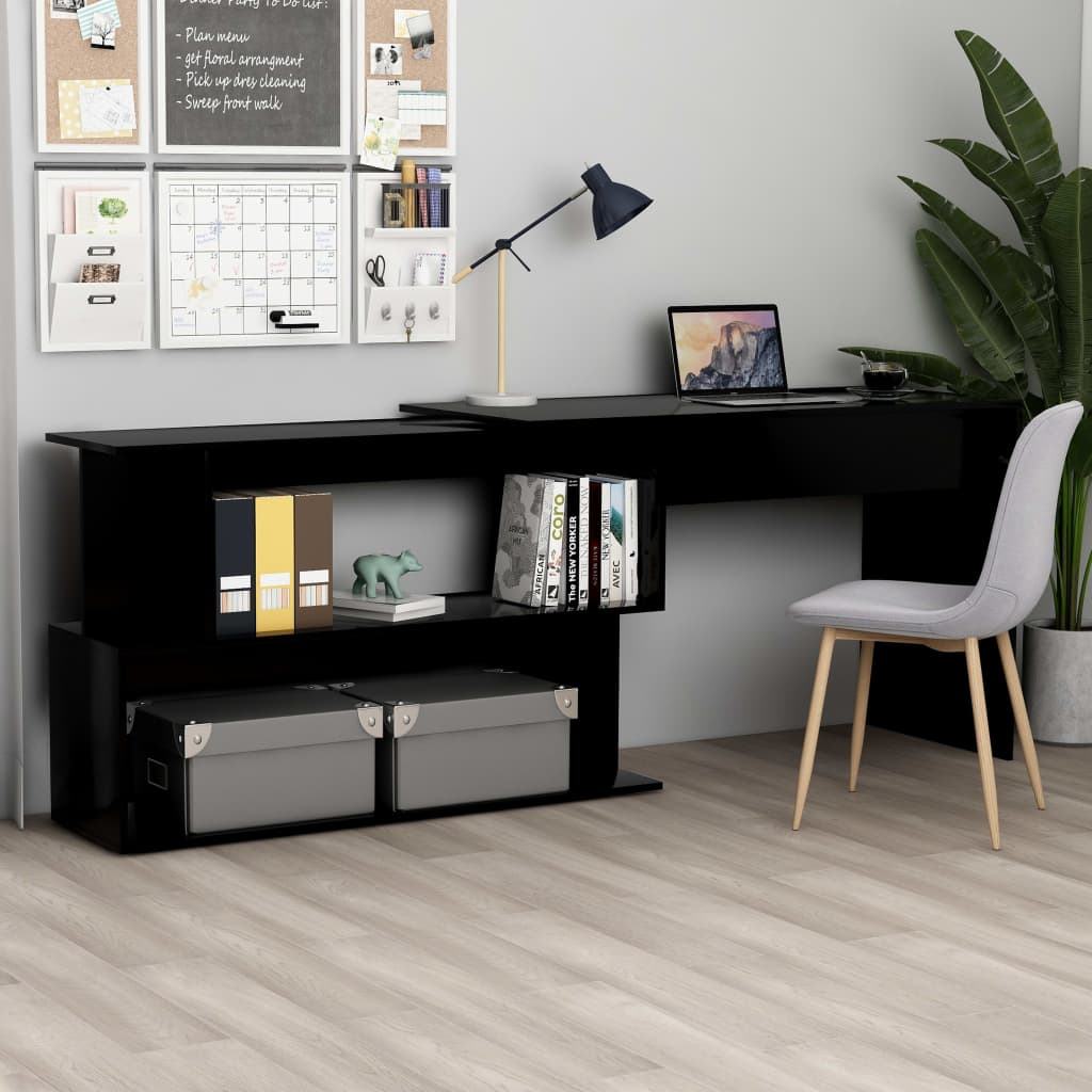 Bureau d'angle Noir 200x50x76 cm Bois d’ingénierie - XIOS