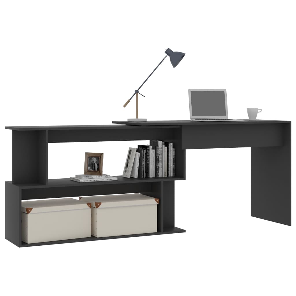 Bureau d'angle Gris 200x50x76 cm Aggloméré - XIOS