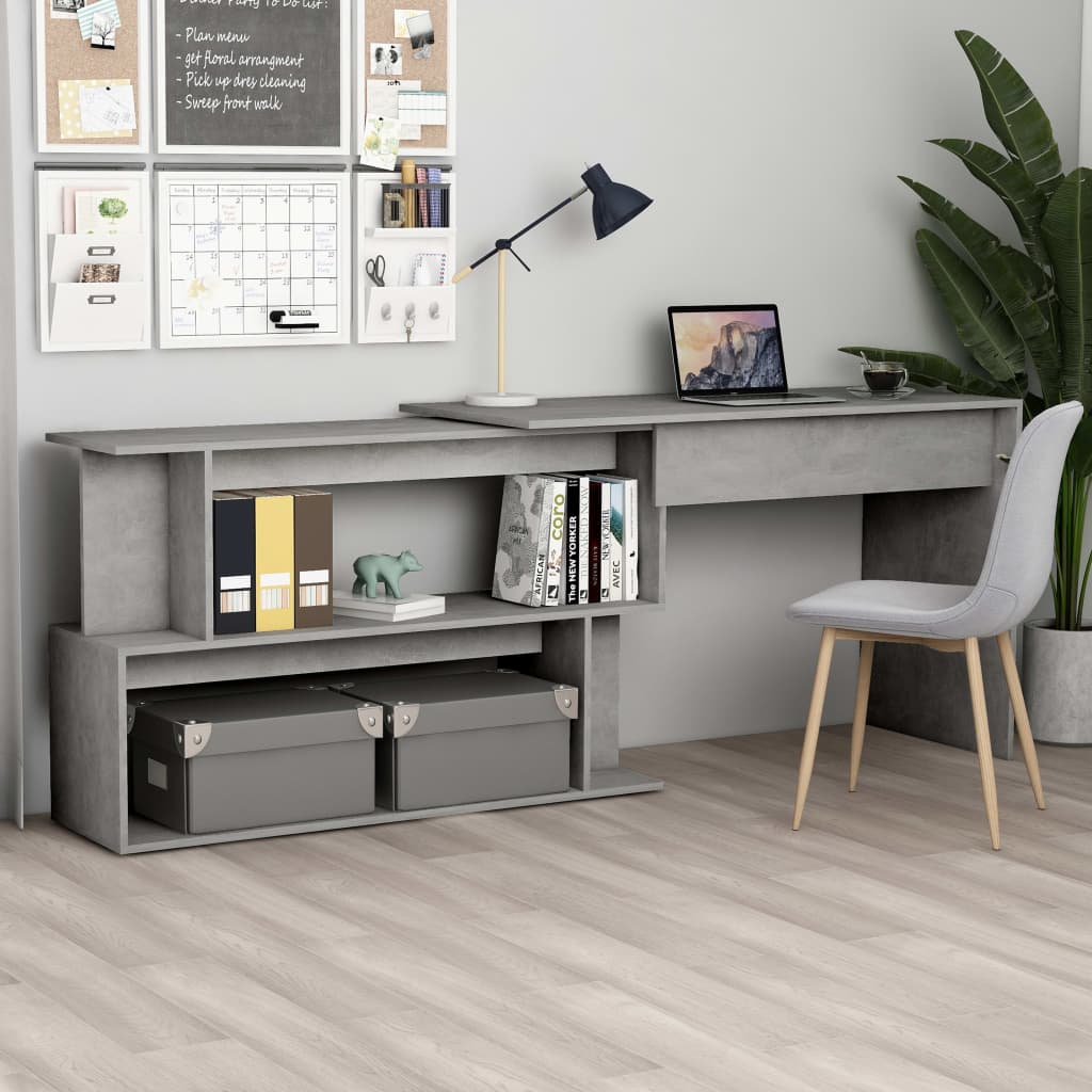 Bureau d'angle Gris béton 200x50x76 cm Bois d’ingénierie - XIOS