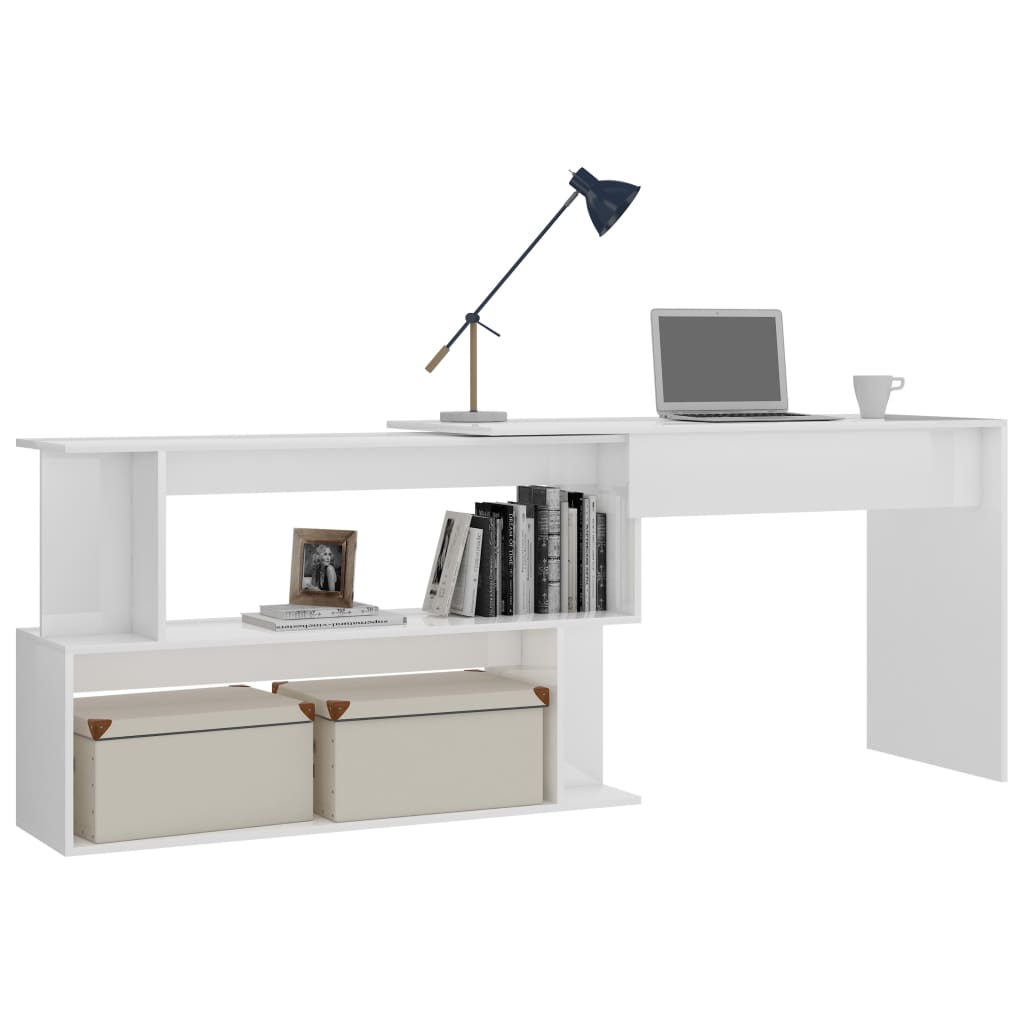 Bureau d'angle Blanc brillant 200x50x76 cm Bois d’ingénierie Bureaux vidaXL
