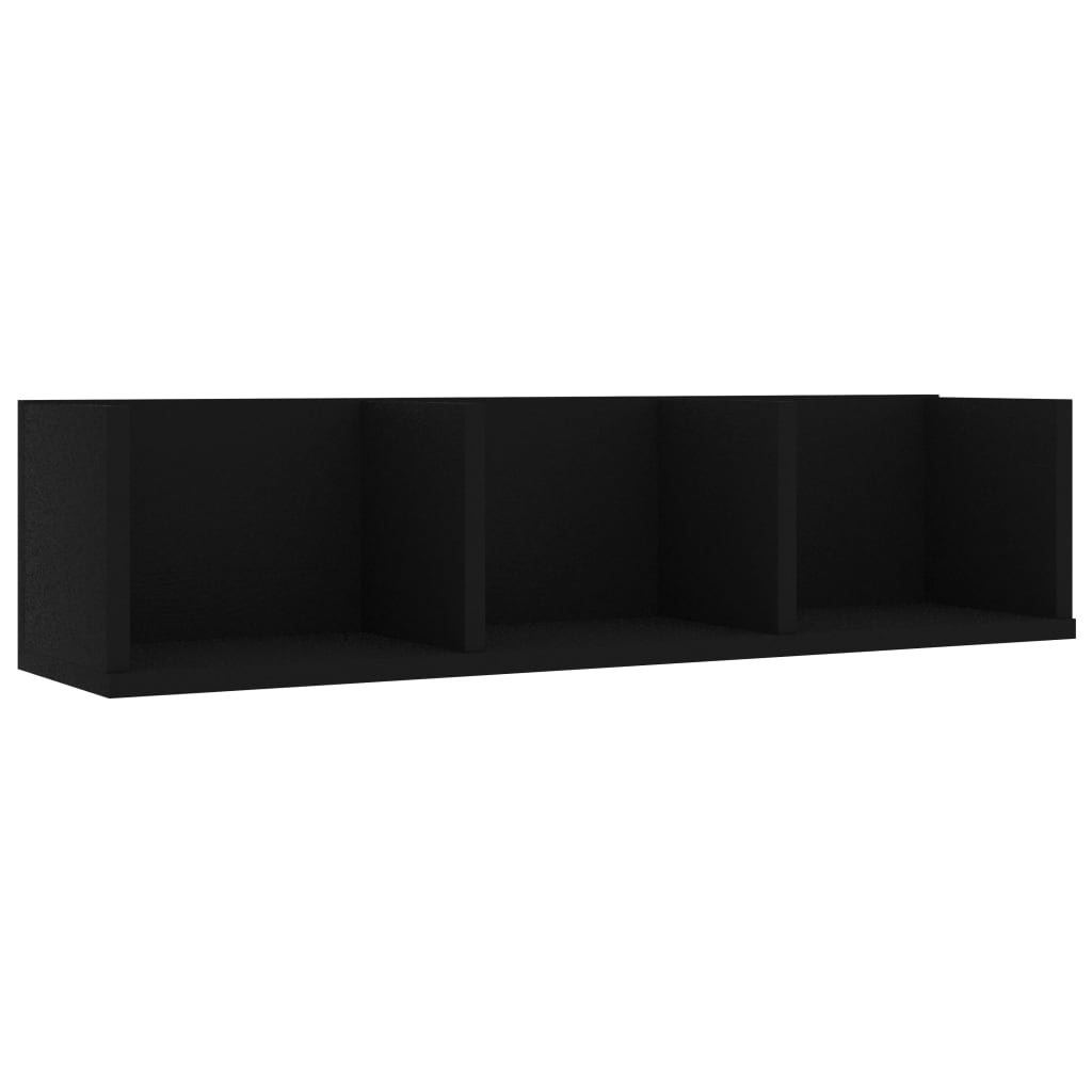 Étagère murale à CD Noir 75x18x18 cm Bois d'ingénierie - XIOS