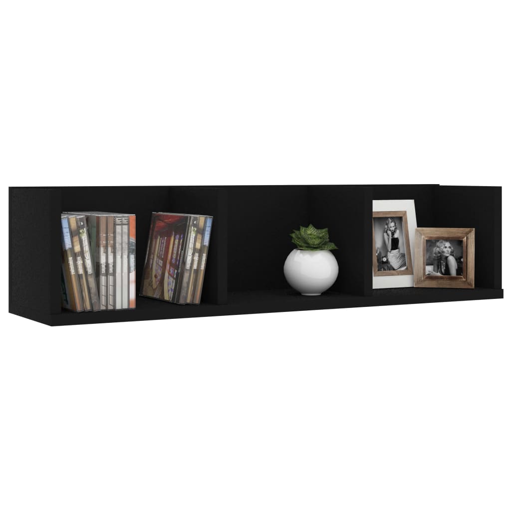 Étagère murale à CD Noir 75x18x18 cm Bois d'ingénierie - XIOS