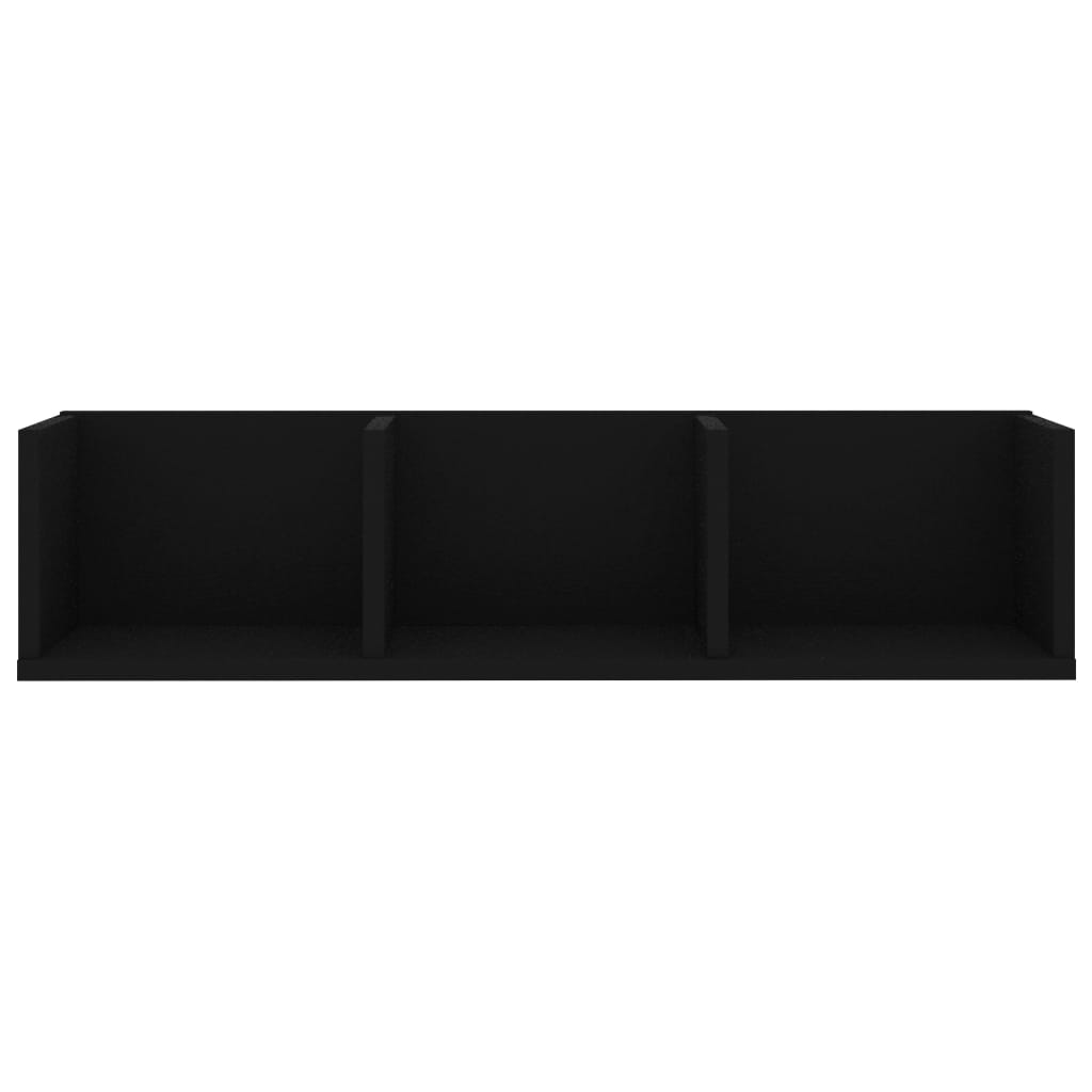 Étagère murale à CD Noir 75x18x18 cm Bois d'ingénierie - XIOS