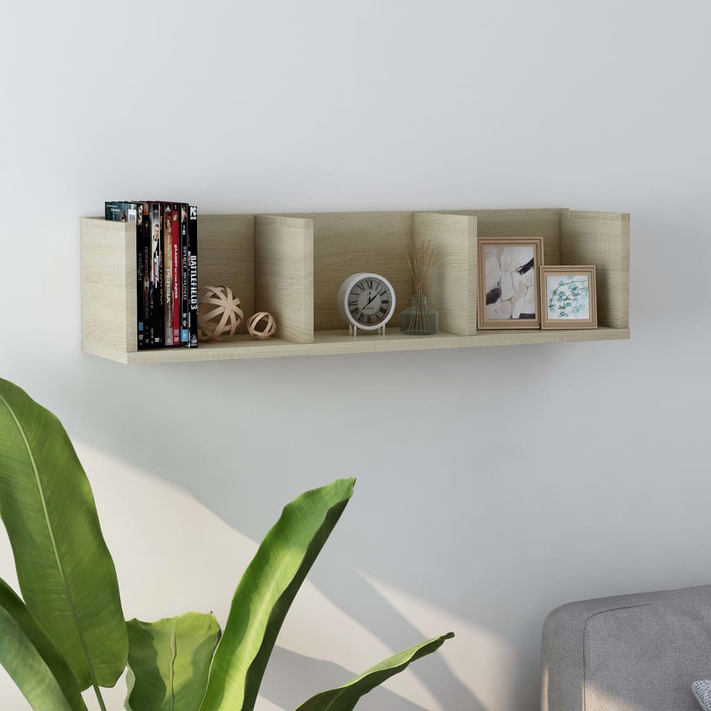 Étagère murale à CD Chêne sonoma 75x18x18 cm Bois d'ingénierie - XIOS