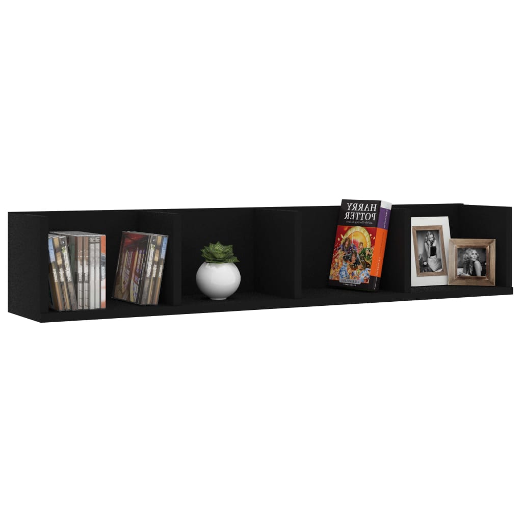 Étagère murale à CD Noir 100x18x18 cm Bois d'ingénierie - XIOS