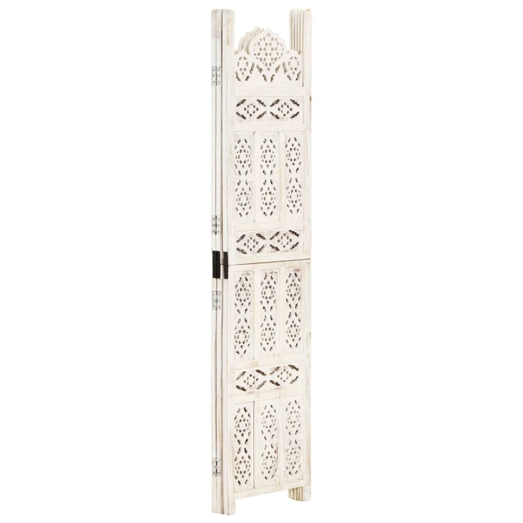 Cloison de séparation 3 panneaux Blanc 120x165 cm Bois manguier XIOS