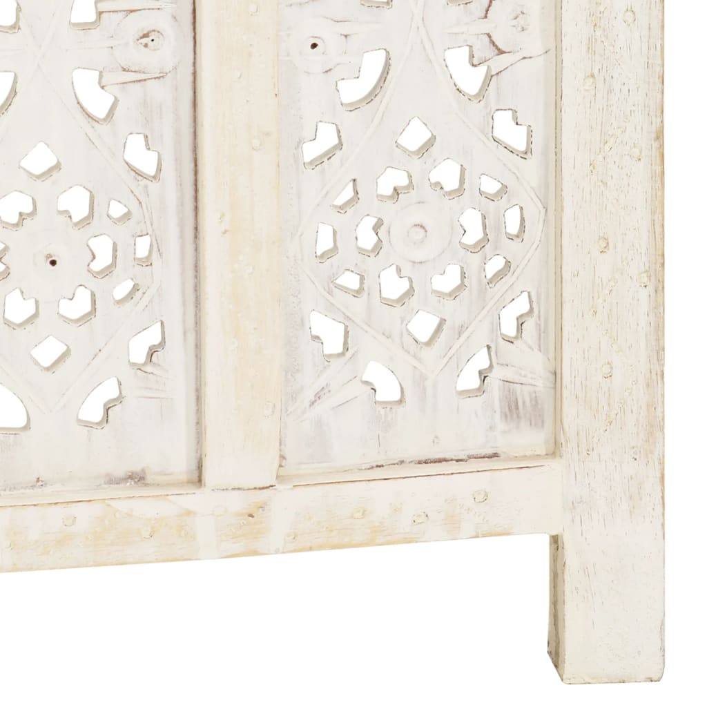 Cloison de séparation 3 panneaux Blanc 120x165 cm Bois manguier XIOS