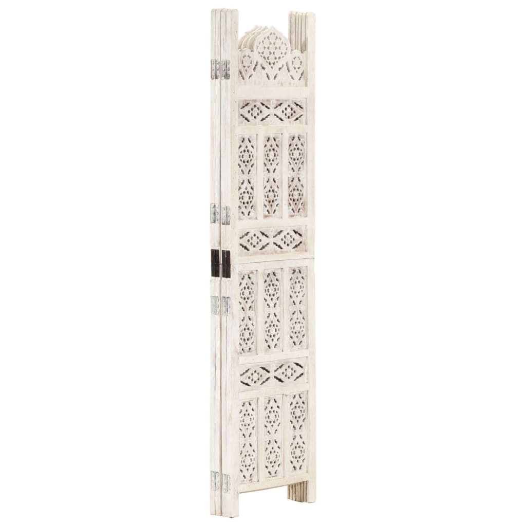 Cloison de séparation 4 panneaux Blanc 160x165 cm Bois manguier XIOS