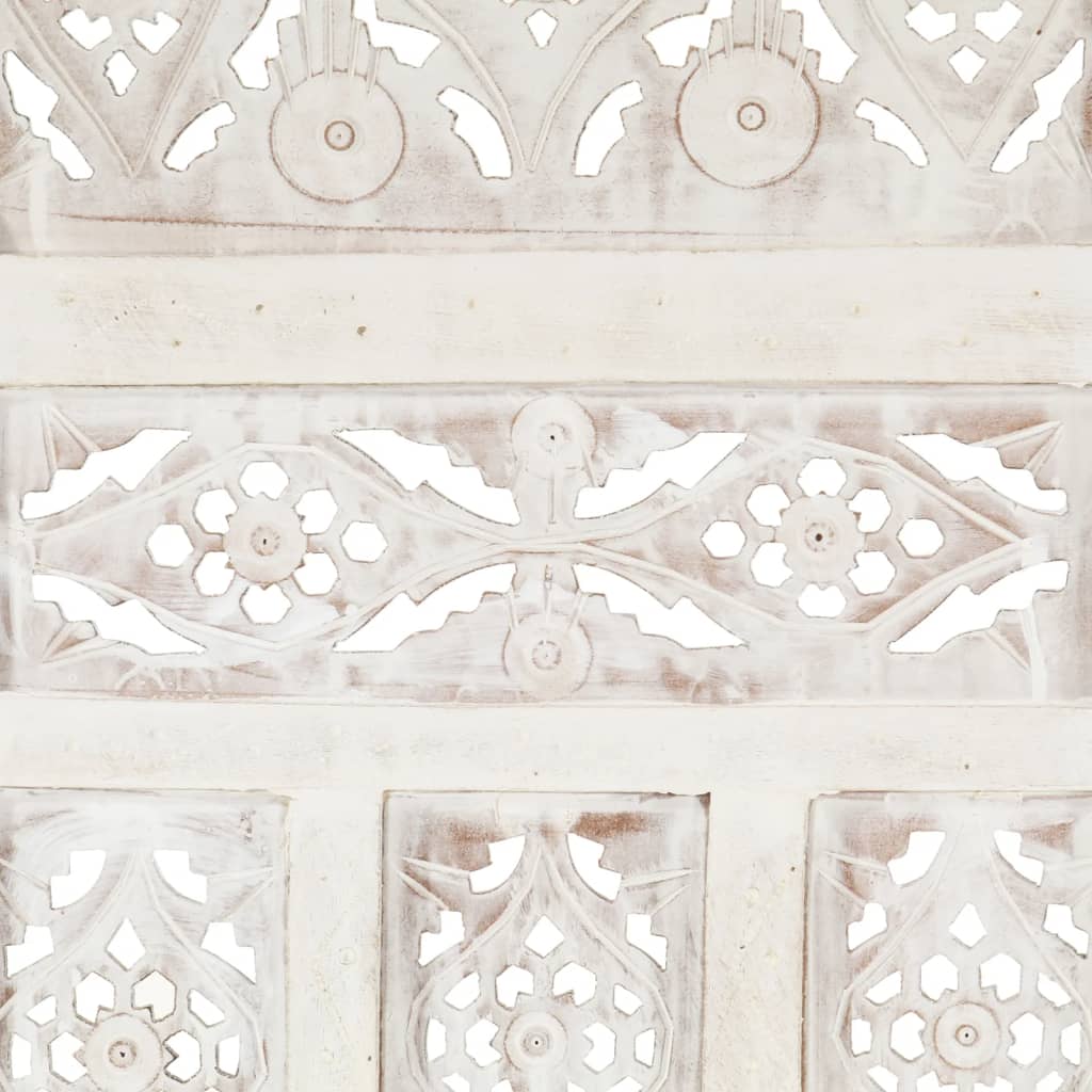 Cloison de séparation 4 panneaux Blanc 160x165 cm Bois manguier XIOS