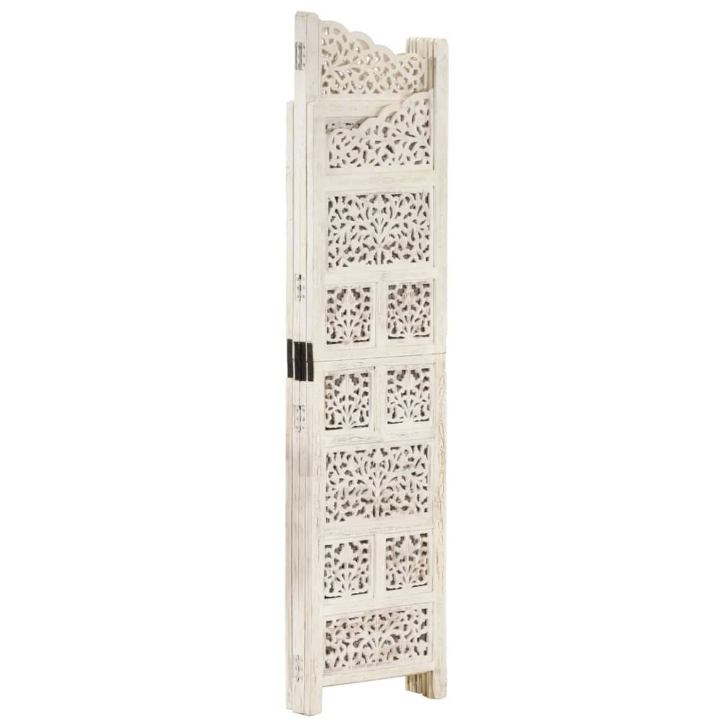 Cloison de séparation 4 panneaux Blanc 160x165 cm Bois manguier XIOS