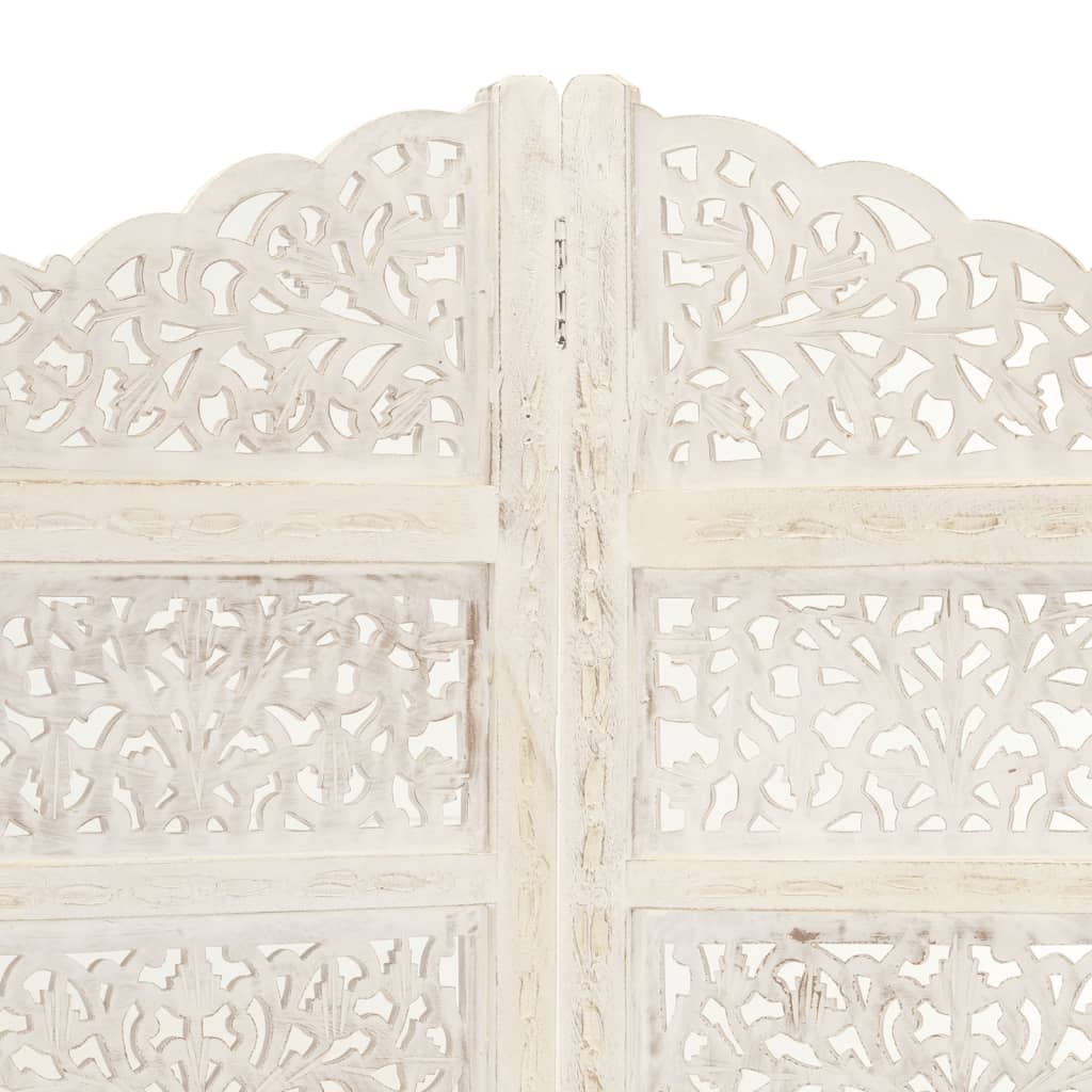 Cloison de séparation 4 panneaux Blanc 160x165 cm Bois manguier XIOS