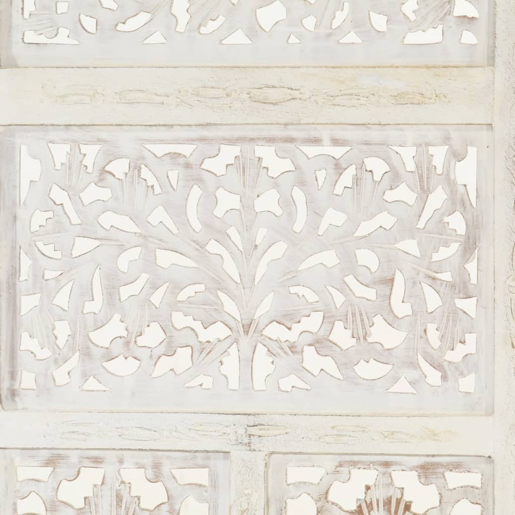 Cloison de séparation 4 panneaux Blanc 160x165 cm Bois manguier XIOS