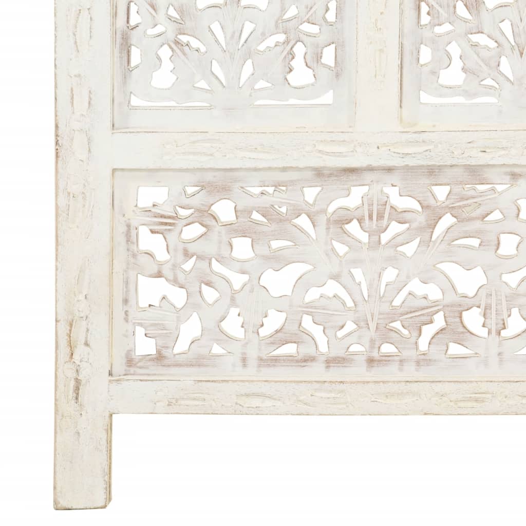 Cloison de séparation 4 panneaux Blanc 160x165 cm Bois manguier XIOS