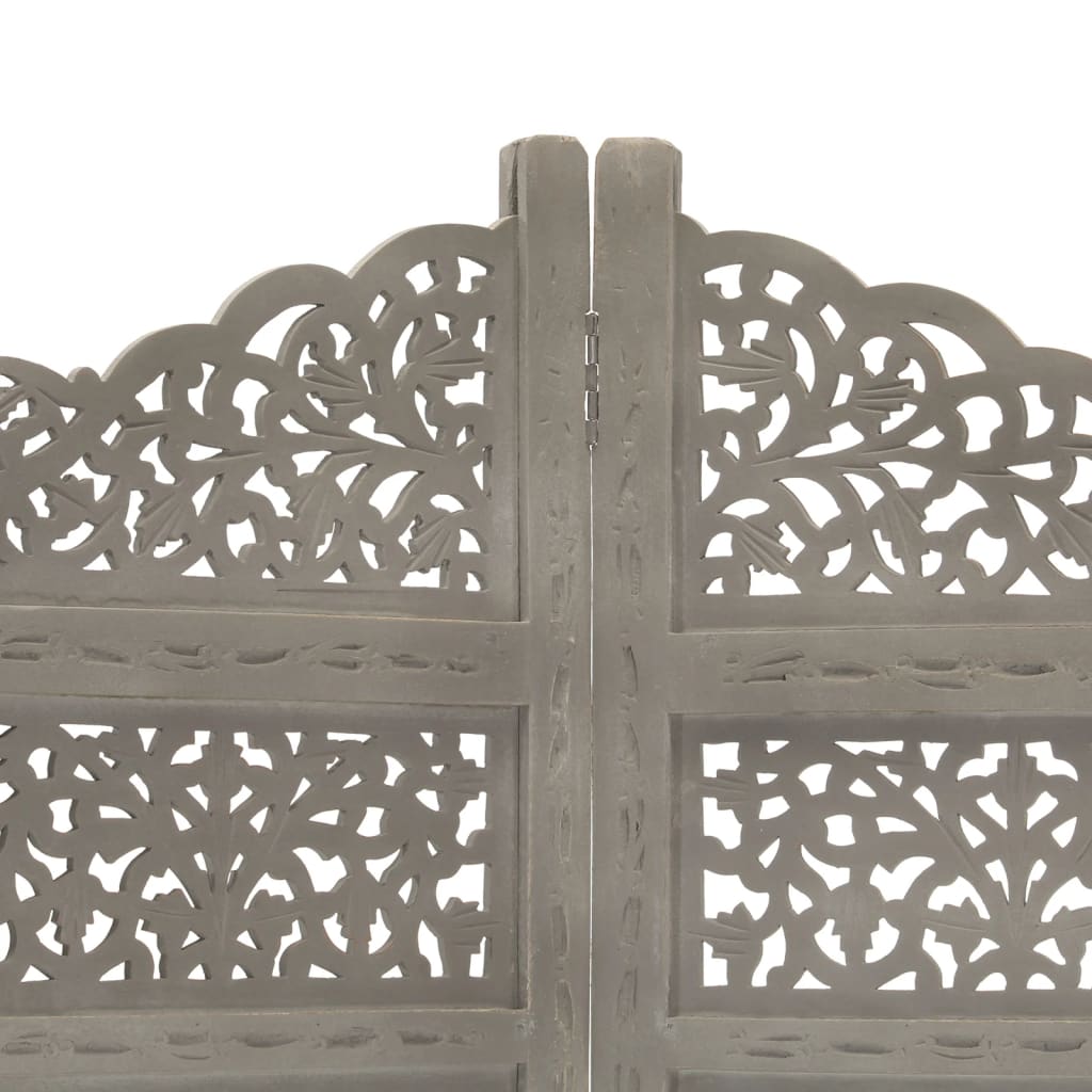 Cloison de séparation 4 panneaux Gris 160x165 cm Bois manguier XIOS