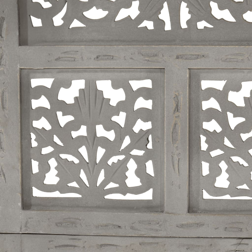 Cloison de séparation 4 panneaux Gris 160x165 cm Bois manguier XIOS
