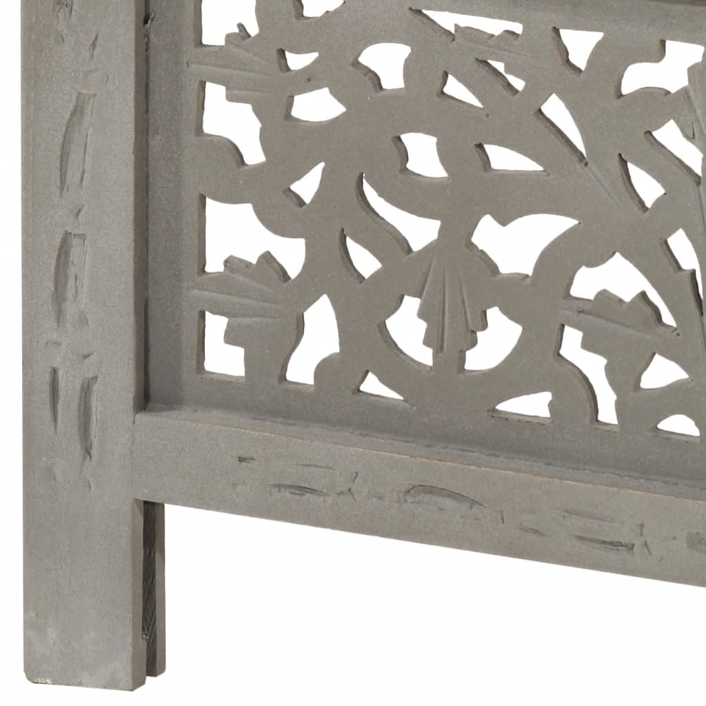 Cloison de séparation 4 panneaux Gris 160x165 cm Bois manguier XIOS