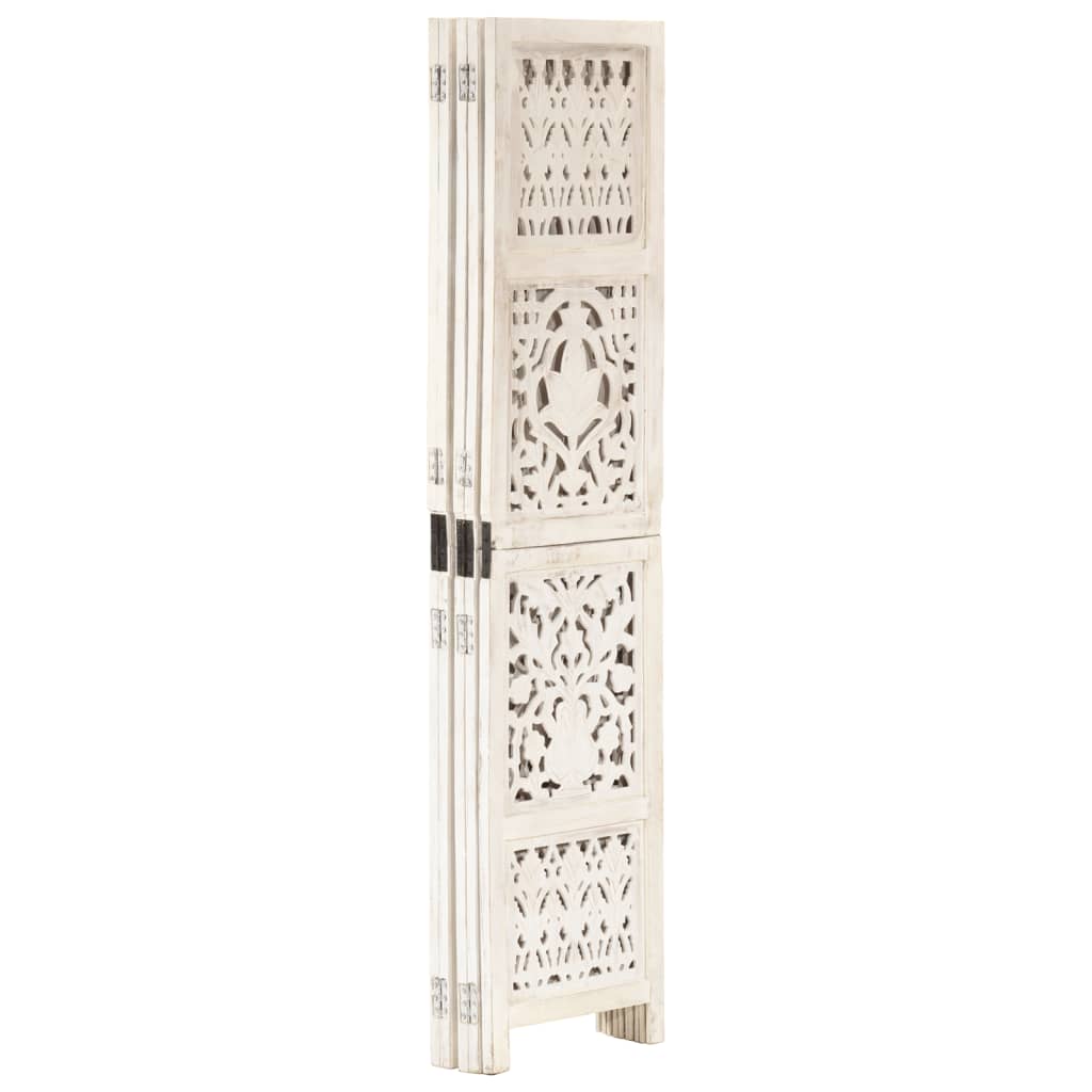Cloison de séparation 5 panneaux Blanc 200x165 cm Bois manguier XIOS