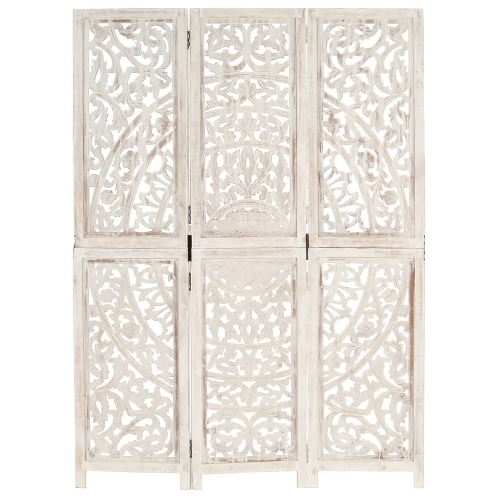 Cloison de séparation 3 panneaux Blanc 120x165 cm Bois manguier - XIOS