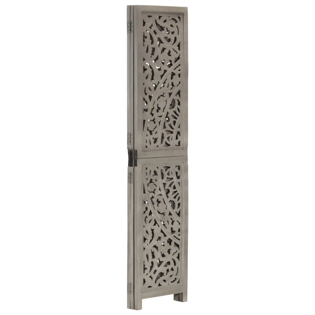 Cloison de séparation 3 panneaux Gris 120x165 cm Bois manguier XIOS