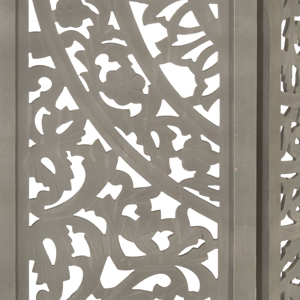 Cloison de séparation 3 panneaux Gris 120x165 cm Bois manguier XIOS