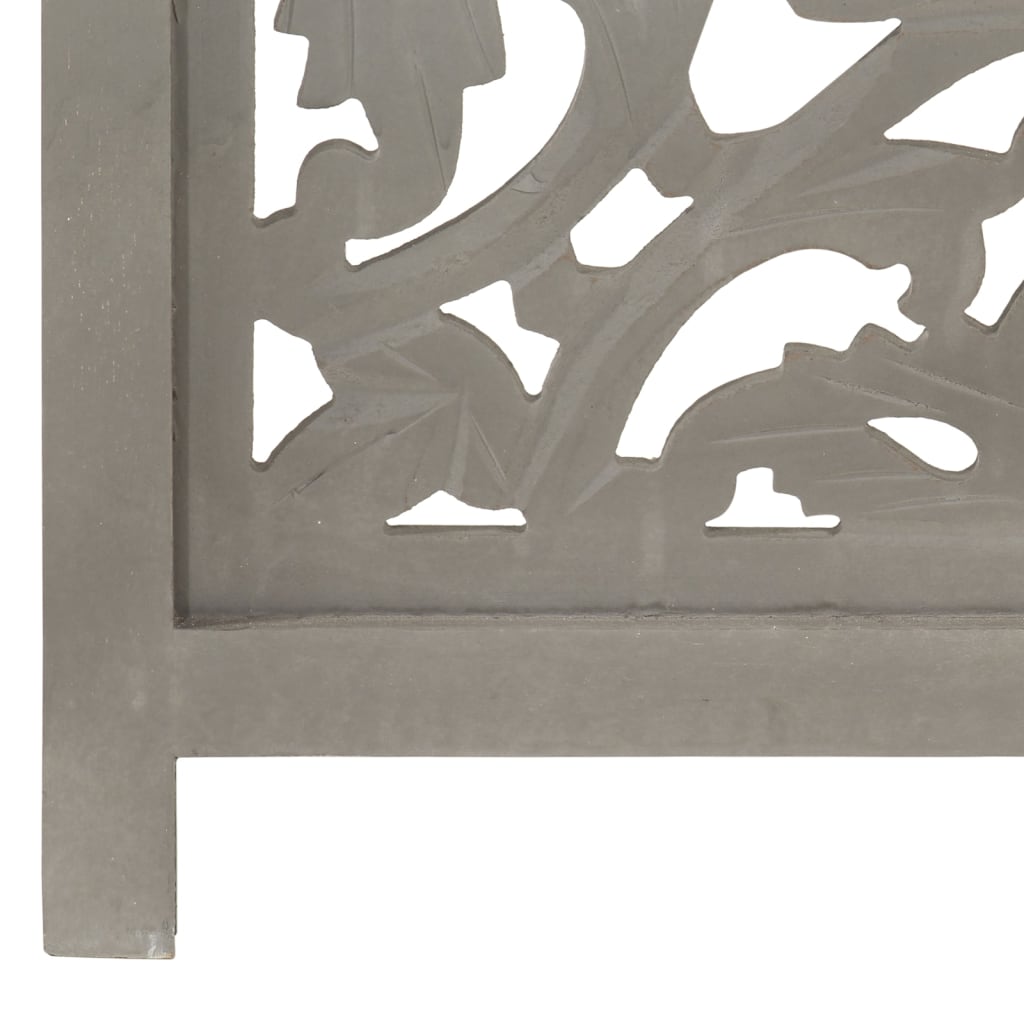 Cloison de séparation 3 panneaux Gris 120x165 cm Bois manguier XIOS