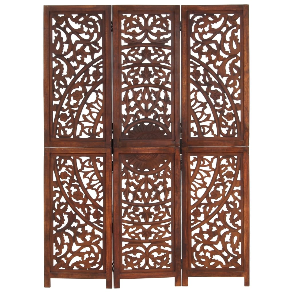 Cloison de séparation 3 panneaux Marron 120x165cm Bois manguier - XIOS
