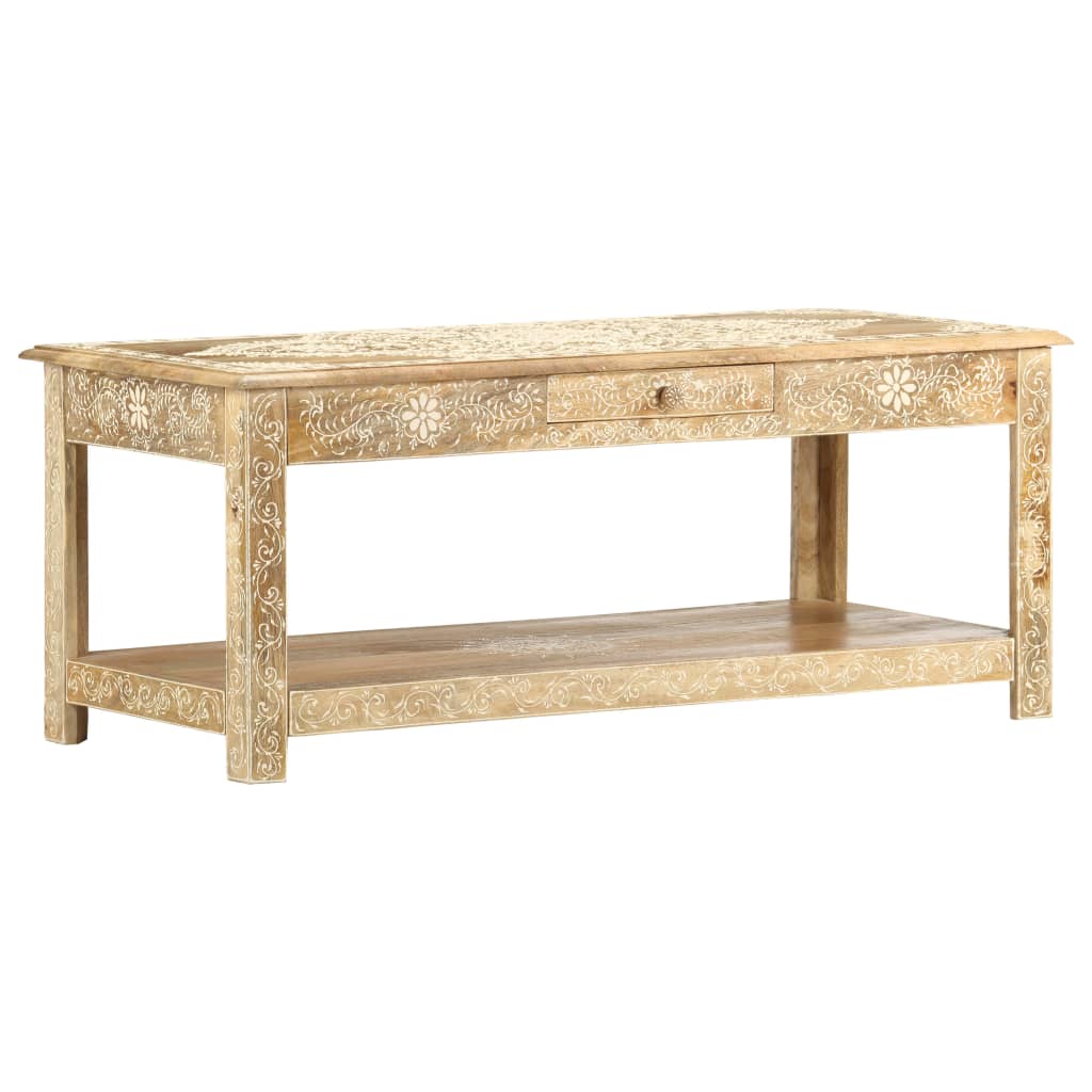 Table basse peinte à main 110x50x45 cm Bois de manguier massif - XIOS