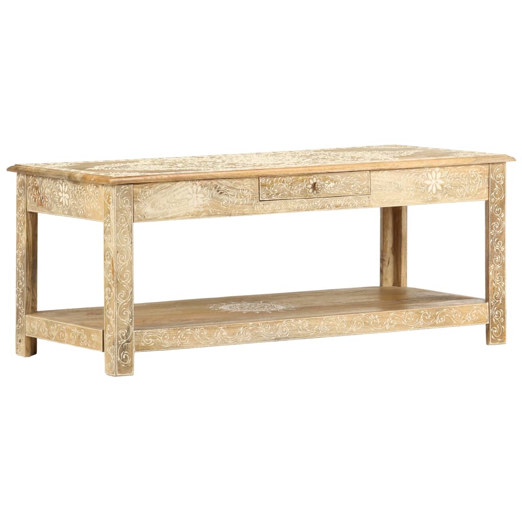 Table basse peinte à main 110x50x45 cm Bois de manguier massif - XIOS