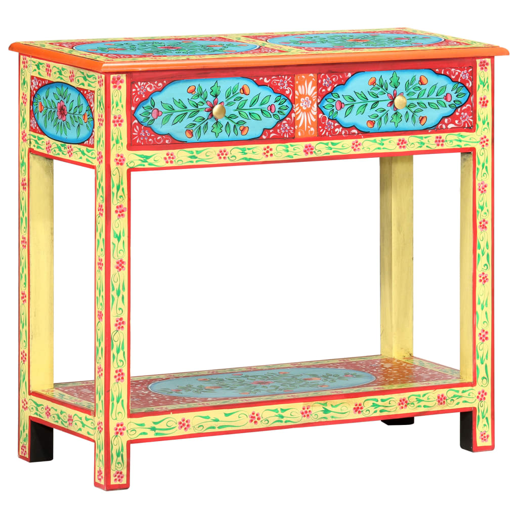 Table console peinte à la main 80x35x75 cm Bois de manguier Tables d'appoint vidaXL