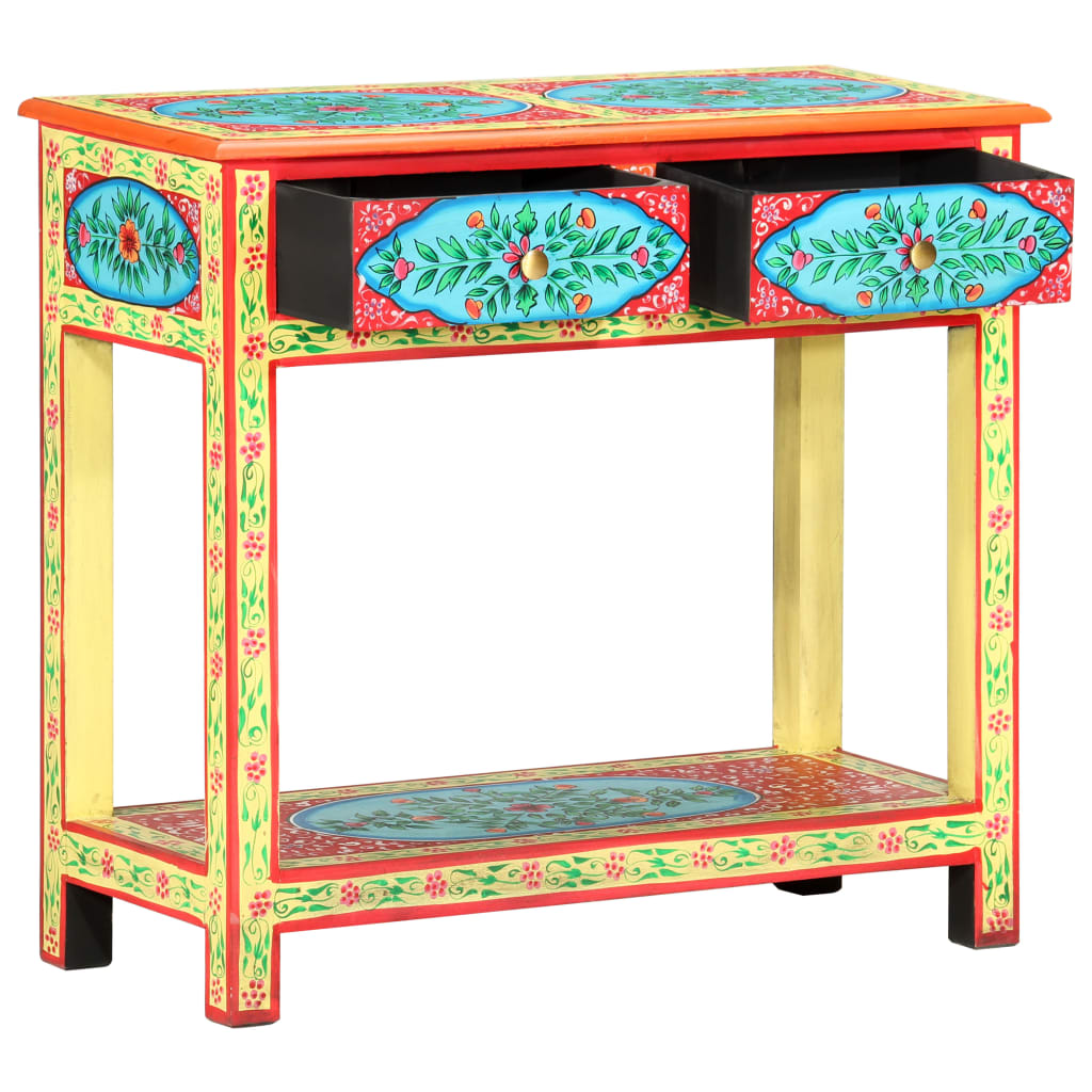 Table console peinte à la main 80x35x75 cm Bois de manguier Tables d'appoint vidaXL