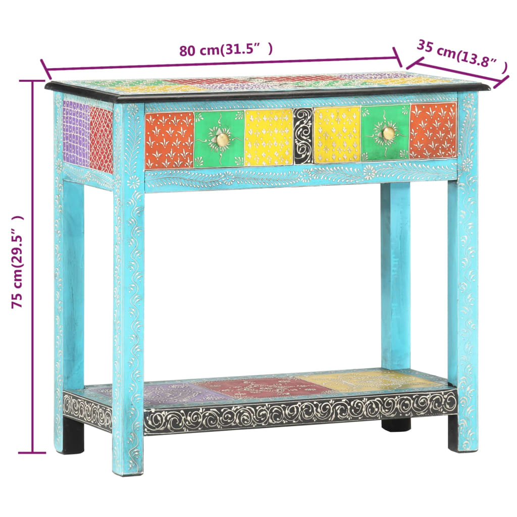 Table console peinte à la main 80x35x75 cm Bois de manguier Tables d'appoint vidaXL