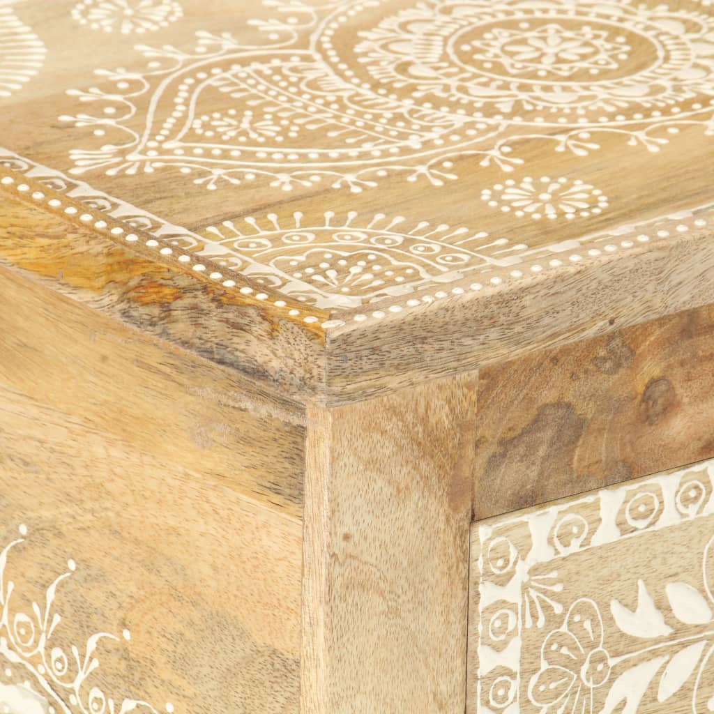 Table de chevet peinte à la main 40x30x60 cm Bois de manguier - XIOS