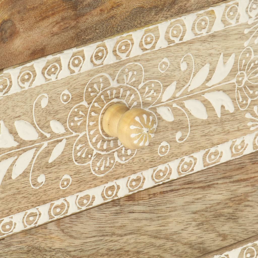 Table de chevet peinte à la main 40x30x60 cm Bois de manguier - XIOS