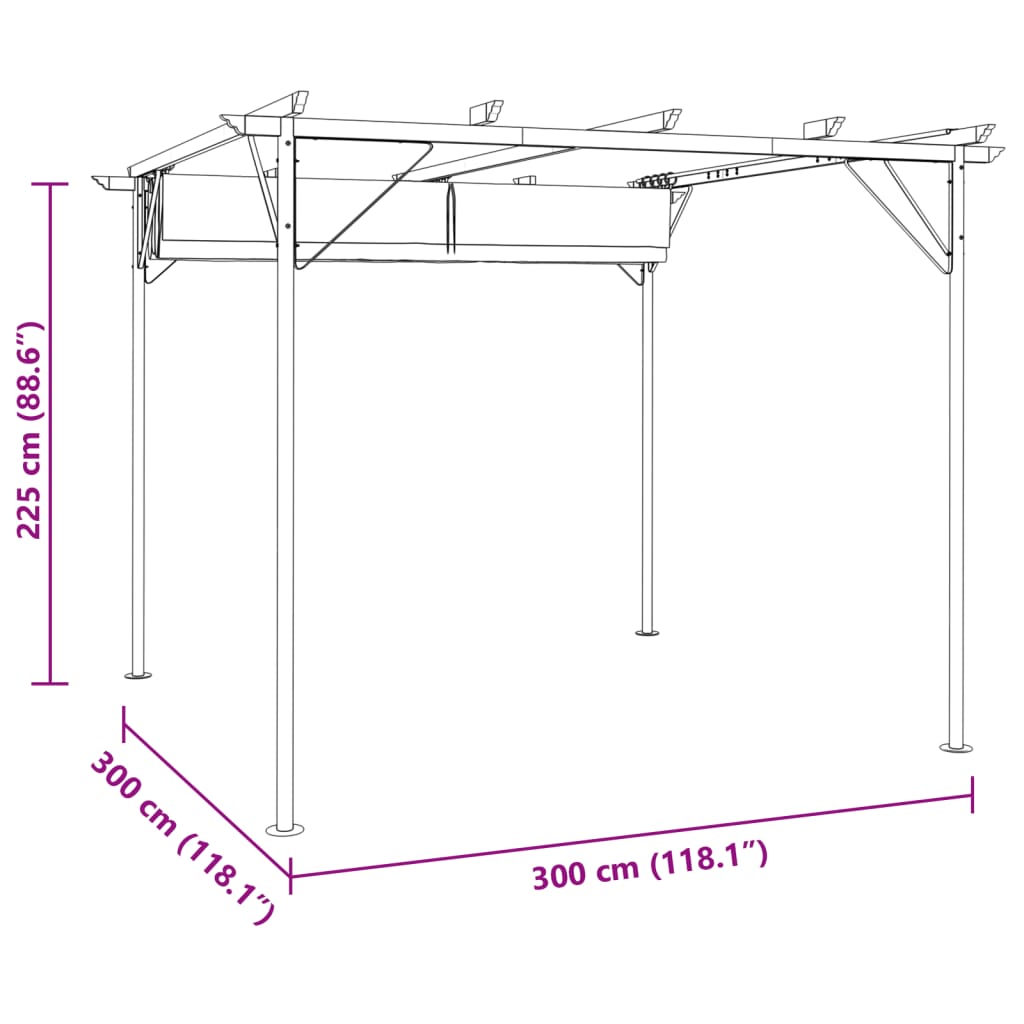 Pergola avec toit rétractable Blanc crème 3 x 3 m Acier - XIOS