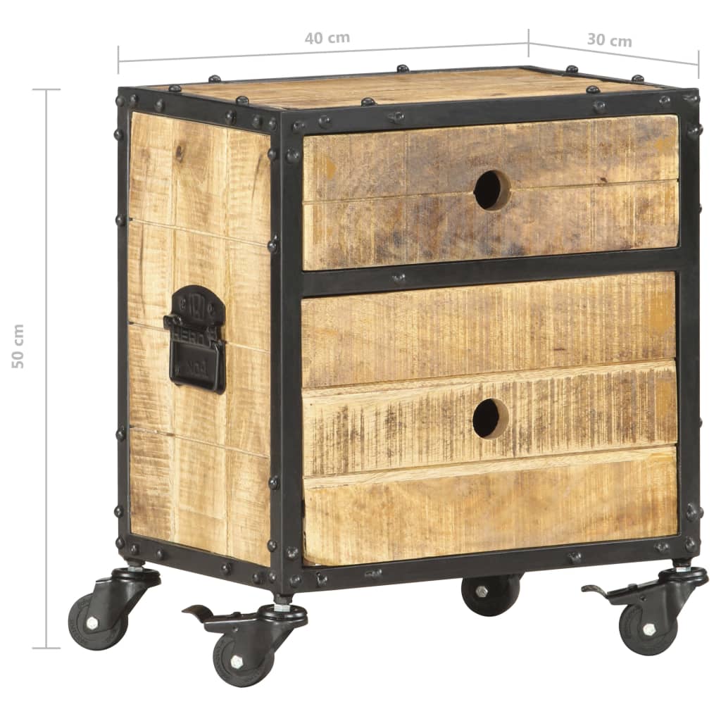 Table de chevet 40x30x50 cm bois de manguier brut - XIOS