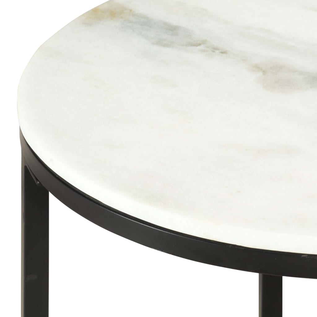 Table basse Blanc et noir Ø65 cm Marbre solide véritable - XIOS