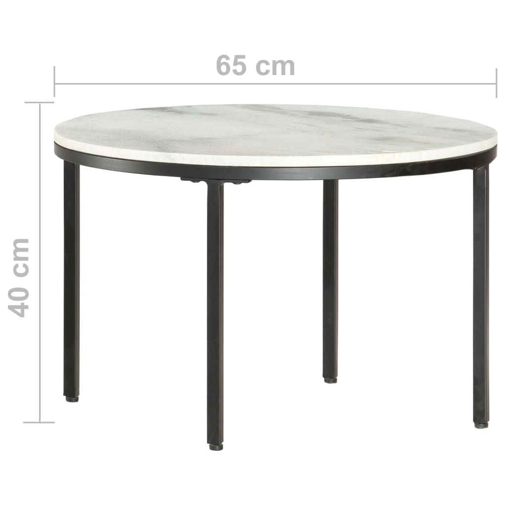 Table basse Blanc et noir Ø65 cm Marbre solide véritable - XIOS