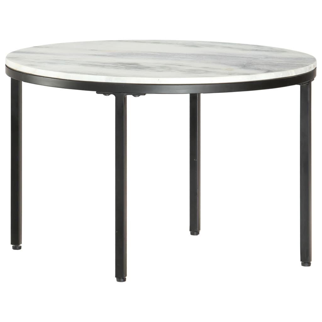 Table basse Blanc et noir Ø65 cm Marbre solide véritable - XIOS