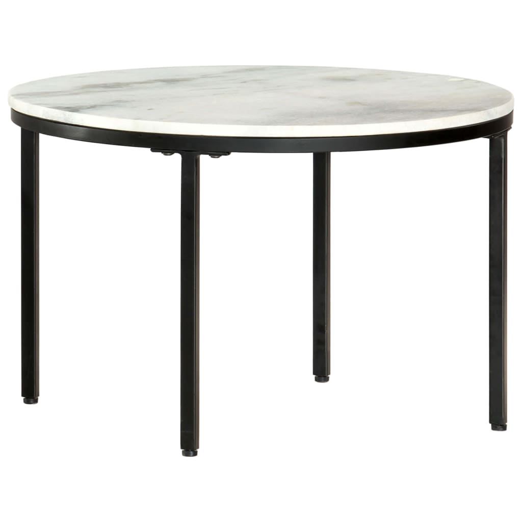 Table basse Blanc et noir Ø65 cm Marbre solide véritable - XIOS