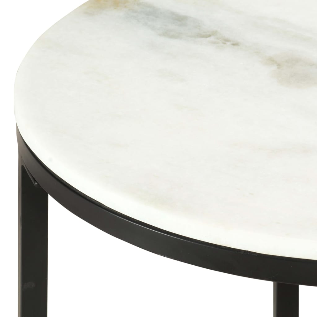 Table basse Blanc et noir Ø50 cm Marbre solide véritable - XIOS
