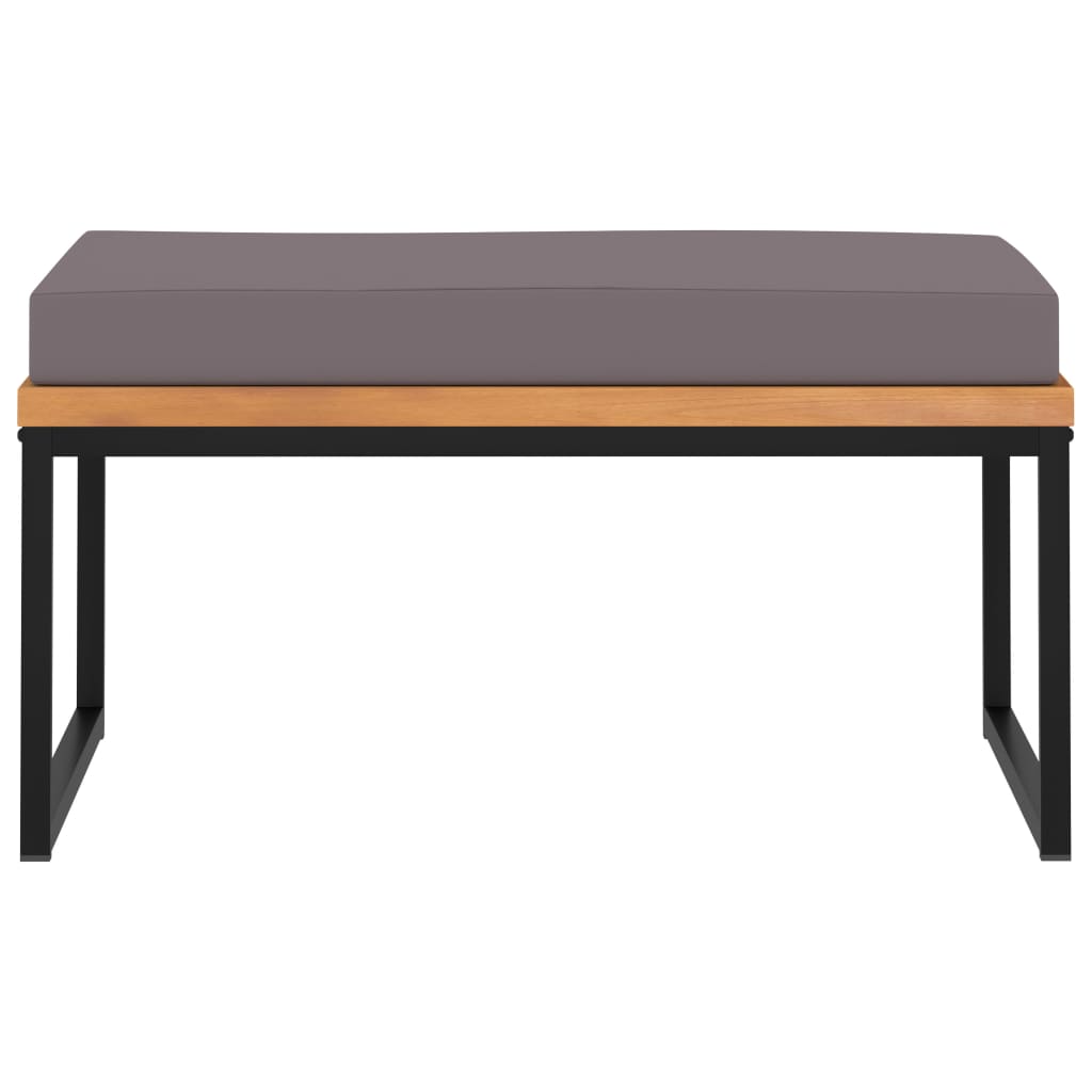 Repose-pied avec coussin 66x66x36 cm Bois d'acacia Gris foncé - XIOS