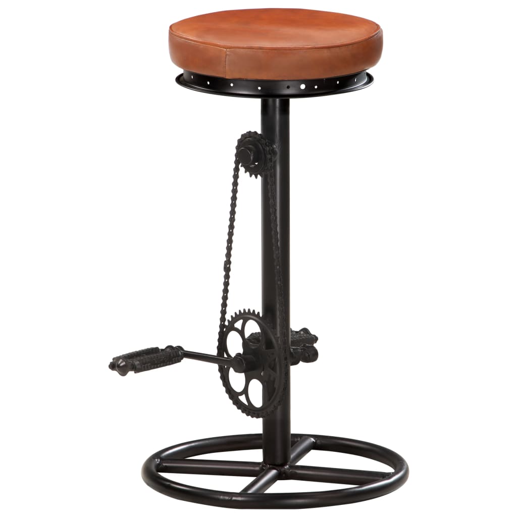 Tabourets de bar lot de 2 noir/marron cuir véritable de chèvre - XIOS