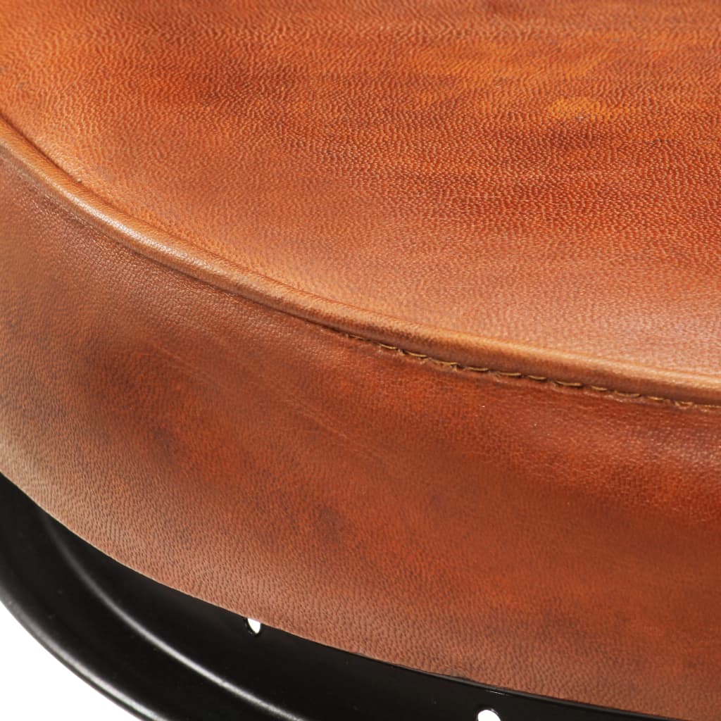 Tabourets de bar lot de 2 noir/marron cuir véritable de chèvre - XIOS